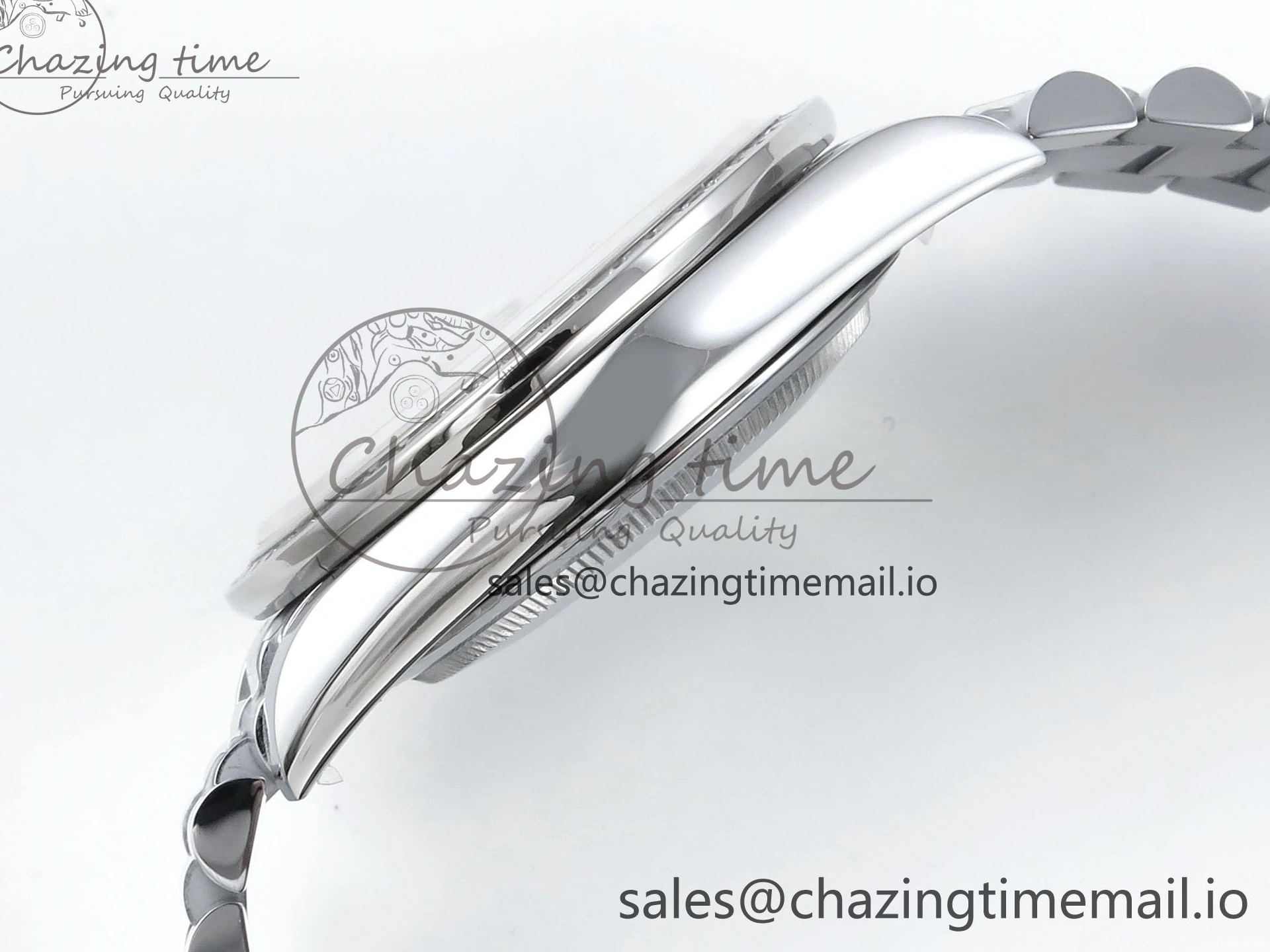 1221 Soft DayDate 40 SS QF 1:1 Best Edition Black Crystal Dial Diamonds Bezel on President Bracelet A2836 V5 (Gain Weight) 477